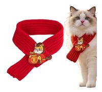 2026 Chinese New Year Neckerchief for Cat, Chinese Red Knitted Handmade Warm Decoration, New Year Festival Scarf, Winter Holidays, Garden Photos, Indoor, Outdoor, Daily Spazi