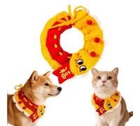 2026 Chinese New Year Neckerchief for Cat dog- Chinese Red Knitted Handmade Warm Decoration - New Year's Scarf - for Party Appearance Festival Garden Photo Winter Indoor Outdoor Daily (Colour-C, M)