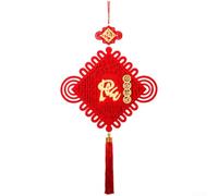 2026 Chinese New Year Wall Hanging with Traditional Fu Knot Pattern and Plum Blossom Lantern Visuals (Plum Blossom Fortune)