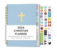 2026 Christian Planner, Bible Planner & Prayer Journal A5 Spiral Bound, Weekly & Monthly Faith Planning for Women & Men (Blue)