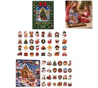 2026 Christmas Advent Calendar,2D Diamond Art Hanging Decors,24 Day Diamond Art Advent Calendar,For Xmas Trees Window Door Cars Keychains Home Hangings Decors，2PCS