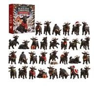 2026 Christmas Advent Calendar,2D Flat Acrylic Mini Black Goat Hanging Decors,24 Day Goats Advent Calendars,For Xmas Trees Window Door Cars Keychains Home Hangings Decors