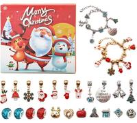 2026 Christmas Advent Calendar Bracelets for Girls 24 Days Xmas Countdown Calendar DIY Jewelry Making Kit Gift 22 Charm Beads 2 Bracelets for Kids Teens Women