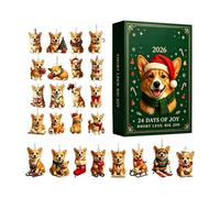 2026 Christmas Advent Toy Collectible Handmade 2D Acrylic | Countdown Calendar Puppy Figures for Adults Kid Boys Girls Tree Window Garden Yard