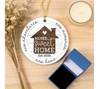 2026 Christmas Bauble for New Home - Ceramic Unbreakable Ornament with 'Home Sweet Home' Design - Housewarming Gift for First Christmas - Includes Elegant Gift Box (White, 9x9cm)