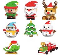 2026 Christmas Building Block Decoration Set Mini Holiday Building Block Model Figurine DIY Decoration Ornaments Christmas Best Gift (8-Piece Set)