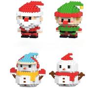 2026 Christmas Building Block Decoration Set Mini Holiday Building Block Model Figurine DIY Decoration Ornaments Christmas Best Gift (Set of 4 Figurines)