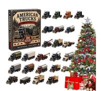 2026 Christmas Countdown Calendar 2D Flat Fleet Building Keepsake | Count Down To Christmas Truck-Themed Pendants for Kids Collectors Party Tree Wall Mantel Tabletop