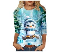 2026 Christmas Ladies Penguin Series Quarter Sleeve (Black, S)
