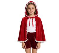 2026 Christmas short cape, Christmas cloak and hat, Santa Claus shawl cape, red Christmas cape, women's and girls' winter coats