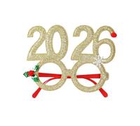 2026 Christmas Theme Digital Funny Glasses Party Decoration New Year Photo Frame Creative Eye Wear for Holiday Celebrations(2026 Gold)