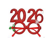 2026 Christmas Theme Digital Funny Glasses Party Decoration New Year Photo Frame Creative Eye Wear for Holiday Celebrations(2026 Red)