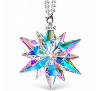 2026 Christmas Tree Ornament, Iridescent Crystal Star Ornament with Beaded Loop and Gift Box, Christmas Tree Decorations for Home, Window and Room Decor, Xmas Tree Decorations