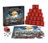 2026 Christmas Village Puzzle Advent Calendar，A | 1000 Piece Jigsaw, 24 Numbered Gift Boxes, Thick Cardboard, Precision Cut, 70x50cm Festive Holiday Countdown