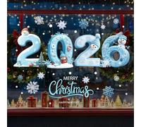 2026 Christmas Window Clings,New Years Eve Window Decorations,Christmas Windows Decorations Xmas Holiday Snowman Santa Windows Stickers Decals for Party Home Winter Indoor Decor (Color: B)