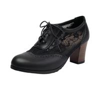 2026 Classic Mary Jane Pumps with Brass Buckle Lacing for Women - Elegant Cutout Shoes with Block Heel Toe Strap Everyday Festive Office Date Spring
