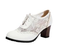 2026 Classic Mary Jane Pumps with Brass Buckle Lacing for Women - Elegant Cutout Shoes with Block Heel Toe Strap Everyday Festive Office Date Spring