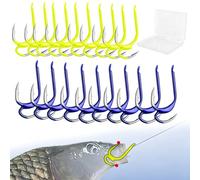 2026 Classic Sharp Double Fishing Hooks, 100c High Carbon Steel Semi-Circular Bend Fish Hooks, Bend Dual Hook Points, Freshwater Saltwater Universal Fishing Hooks For Bass Catfish Carp (20PC-C,6#)