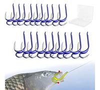 2026 Classic Sharp Double Fishing Hooks, 100c High Carbon Steel Semi-Circular Bend Fish Hooks, Bend Dual Hook Points, Freshwater Saltwater Universal Fishing Hooks For Bass Catfish Carp (20PC-B,3#)