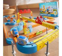 2026 Clickrail Electric Train Set, Flexible Race Track, Magic Rail Block, Gravity-Defying 3D Embedded Layouts & Motorised Car, Flexible Race Car, Magnetic Track Set, Gifts for Boys (Pack of 81)