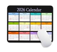 2026 Color Calendar Horizontal Edition Calendar Mouse pad, Non-Slip Rubber Base Quality Creative Gaming Rectangle Personalized Desk Mouse Pad 9.5 inch x 7.9 inch