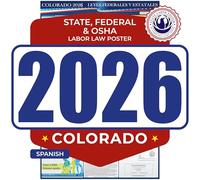 2026 Colorado State and Federal Labor Law Poster - OSHA Workplace Compliant - Mandatory Regulations Posting for Employees - All In One Required Compliance Posting 17" x 40" Laminated (Spanish)