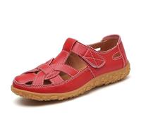 2026 Comfortable Women's Sandals For Daily Leisure And Outdoor With Closed Toe Design Adjustable Strap Breathable Style Summer (Red, 5)