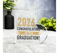 2026 Congratulations On Your Graduation Present Gold Heart Plaque Keepsake Gift - Gift, Custom Present, Trinket, Keepsake Ornament, Acrylic Plaque, Home Decor Gift, Small, Unique Present