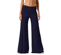 2026 Coral red Coffee Navy Fold Over Yoga Pants Flared Light Gray White Ruched Coral Pants Solid Color Wide Leg Loose Fit Lounge Pants for Summer Yoga Sports Size 6 8 10 12 14 16 18 20 22 24 26 28 30