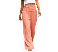 2026 Coral red Coffee Navy Fold Over Yoga Pants Flared Light Gray White Ruched Coral Pants Solid Color Wide Leg Loose Fit Lounge Pants for Summer Yoga Sports Size 6 8 10 12 14 16 18 20 22 24 26 28 30