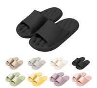 2026 Cosy Slope Slippers, Bath Slippers with Soft Massage Footbed, Non-Slip Bath Slippers, Unisex, Cloud Shoes, Bathing Shoes, Summer Slippers, Cosy Slides, Soft Slippers for Men and Women, 2 Black, 7