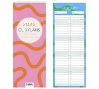 2026 Couples Calendar - Slim 2 Column Month To View Wiro Bound Hanging Wall Planner - Slimline Full Year UK Calendars (Our Plans)