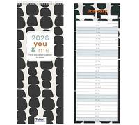 2026 Couples Calendar - Slim 2 Column Month To View Wiro Bound Hanging Wall Planner - Slimline Full Year UK Calendars (You and Me)