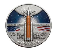 2026 Crewed Lunar Mission Commemorative Coin To The Moon And Beyond Collectible Silver Coin Space Exploration Souvenir Gift for Astronomy Enthusiasts Space Rocket Collectible Silver Coin To The Moon