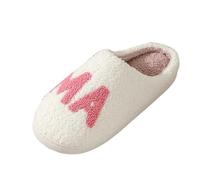2026 Cute Mama Slippers for Women, Cozy Slipper, Soft Memory Foam Slip On Home Kitchen Bedroom Winter, Womens Christmas Mom (White, 5.5)