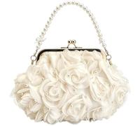 2026 Cute Pearl Floral Clutch Kiss Lock Evening Bag(Off White)