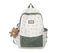 2026 Cute Preppy Bag Floral Printed Kawaii Backpack Cottagecore Aesthetic Backpack Laptop Daypack, Sage Green, 11.8"L * 5.5"W * 17.3"H, Daypack Backpacks