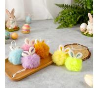 2026 Cute Rabbit Ear Hanging Ornaments Rabbit Plush Pendants for Easter Color Soft Decoration Gifts Prepared for Bags Keys & Decorative Accessories Home Party Decor Gifts, 6 Pcs (Colorful)