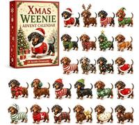 2026 Dachshund Advent Calendar, 24 Day Dog Acrylic Figures Set