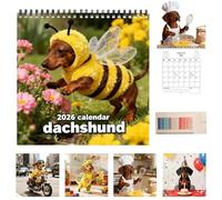 2026 Dachshund Wall Calendar, Cute Sausage Dog 12-Month Planner for Dog Lovers, Large Grids Design with Daily View & Monthly Layouts, Home & Office Decor (1Pcs)