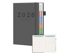2026 Daily Planner Notebook with PU Leather Tabs - Personal Organisation for Office, School, Softcover Appointment Calendar, Personal , Life Book, Daily Planner for the Whole Year | Monthly