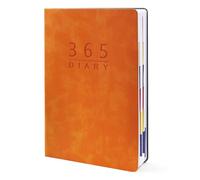 2026 Daily Planner with Tab,A5 Daily Journal Notebook Soft Leather Cover Jan 2026- Dec 2026 Calendar Diary Book for 365 Days Plan Appointment Book Schedule Business Agenda Planner Scrapbook (Orange)