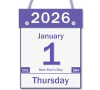 2026 Daily Wall Calendar, Page per Day with Large Print Dates, 365 Day Tear off Wall Calendar for Seniors Gift Home Office School Dorms, 8.5" x 6", Tear Away Calendars with Hanging String, Purple