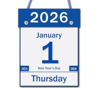 2026 Daily Wall Calendar, Page per Day with Large Print Dates, 365 Day Tear off Wall Calendar for Seniors Gift Home Office School Dorms, 8.5" x 6", Tear Away Calendars with Hanging String, Blue
