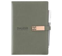 2026 Dairy,Academic Diary 2026 A5 Page A Day from January 2026 to December 2026,Organizer Daily Monthly Planner with Colorful Monthly Tabs,Pen,Pen Loop and Inner Pocket,Bookmarks (Green)
