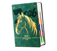 2026 Day Planner 400 Pages Lined PU Academic Journal with Leather Pen Slots Colorful Monthly Tabs for Daily Scheduling PU Cover Notebook