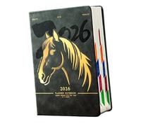 2026 Day Planner 400 Pages Lined PU Academic Journal with Leather Pen Slots Colorful Monthly Tabs for Daily Scheduling PU Cover Notebook