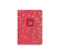 2026 Day to a Page A6 Diary from Matilda Myres - Handy A6 Size - Planning in Style - Elastic Closure - Rose Gold Detail - Work + Home Planner - Red