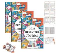 2026 Declutter Journal Workbook, 60 Page Guided & Weekly/Monthly Prompted Family Organizing & Personal Planning Diary, Home Decluttering Productivity Planner (3Pcs)