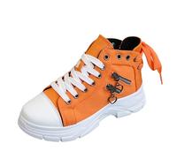 2026 Denim Canvas High Top Women's Shoes for Spring and Summer, Breathable, Thick Sole that Increases Height, Casual Shoes, Sports Short Ankle Boots, orange, 5 UK